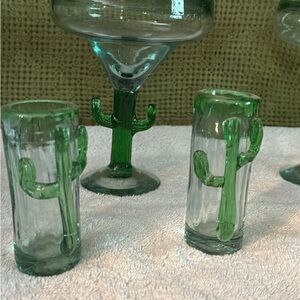 Green Cactus Margarita Glassware Set
